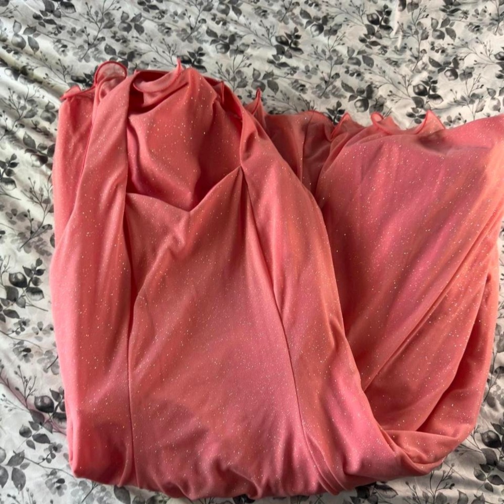 Vintage 80s Pink Sparkling Sweetheart Halter Fit and Flare Dress size S/M - Picture 2 of 7